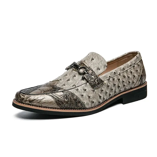 Abstract Patchwork Leather Slip-on Loafers