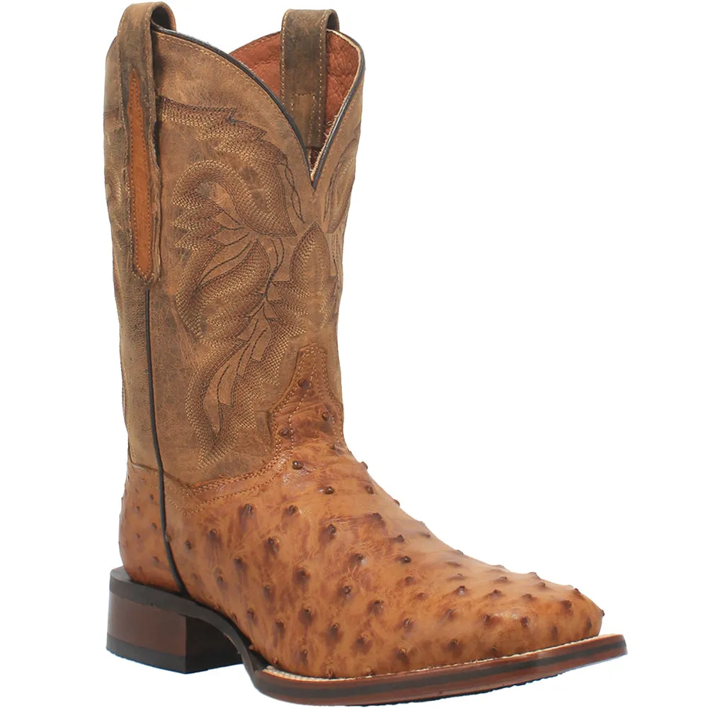 Alamosa Ostrich Embroidered Square Toe Cowboy Boots