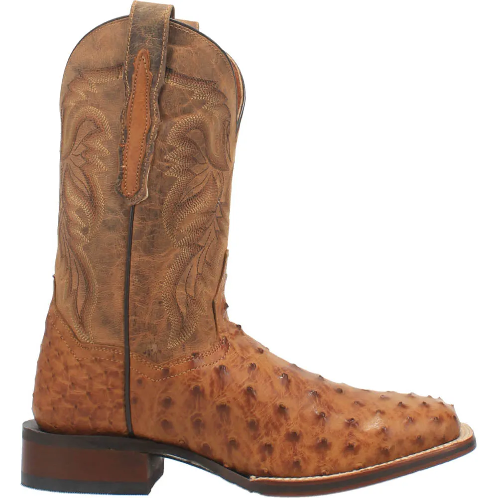 Alamosa Ostrich Embroidered Square Toe Cowboy Boots