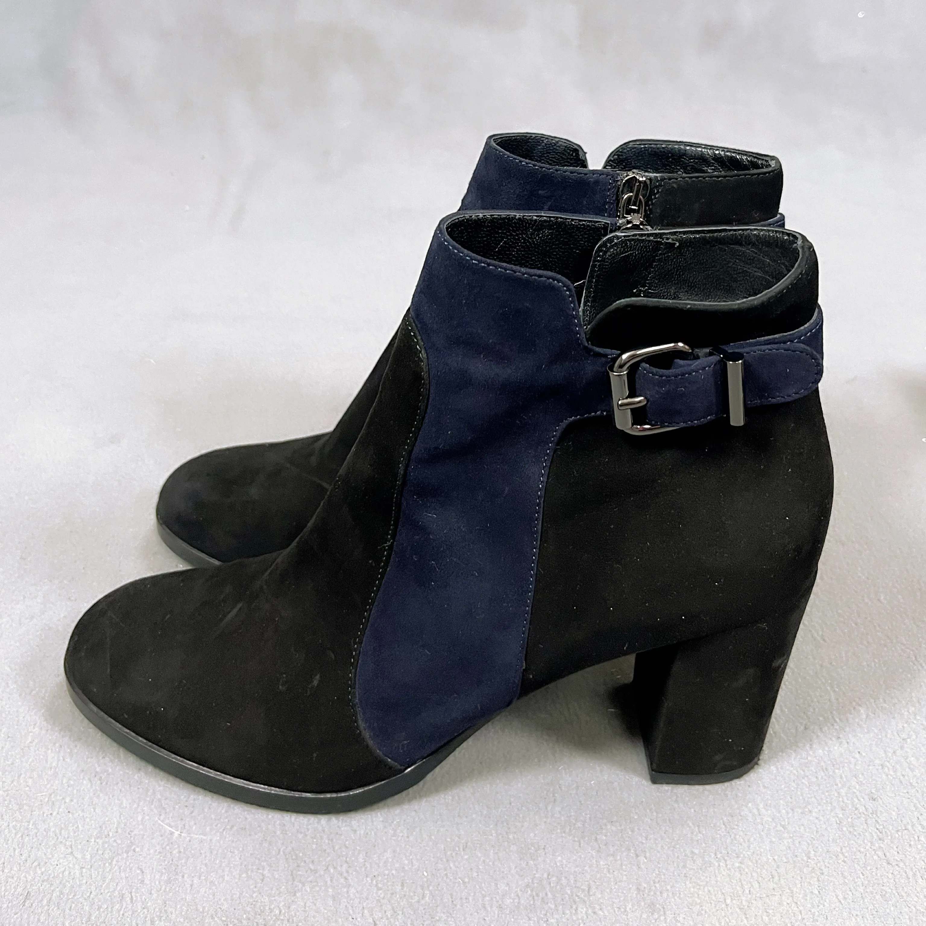 Aquatalia "Elliana" black and navy boots, size 11