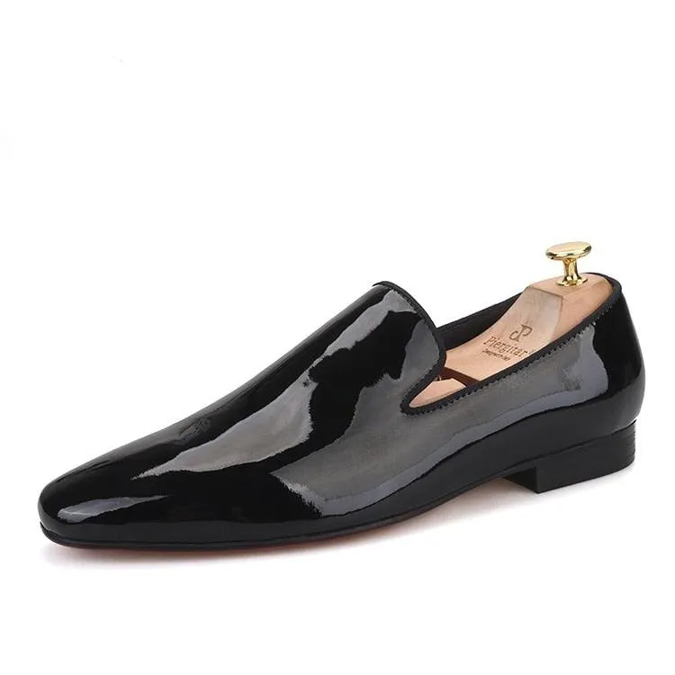 Black Patent Leather Men Loafers - Men Shoes