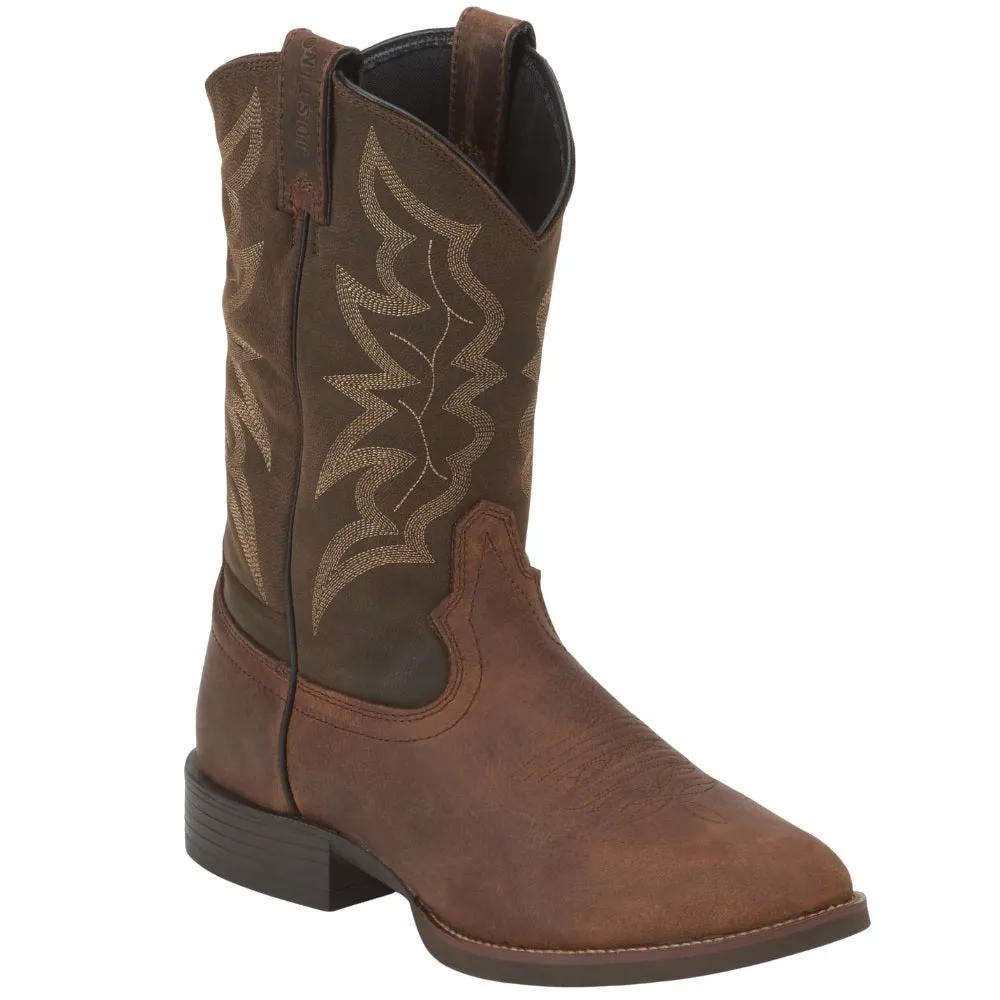 Buster Embroidered Distressed Round Toe Cowboy Boots