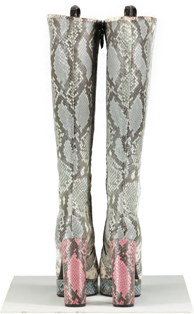 CASADEI Grey Snakeskin Knee High Boots UK 6 EU 39 👠