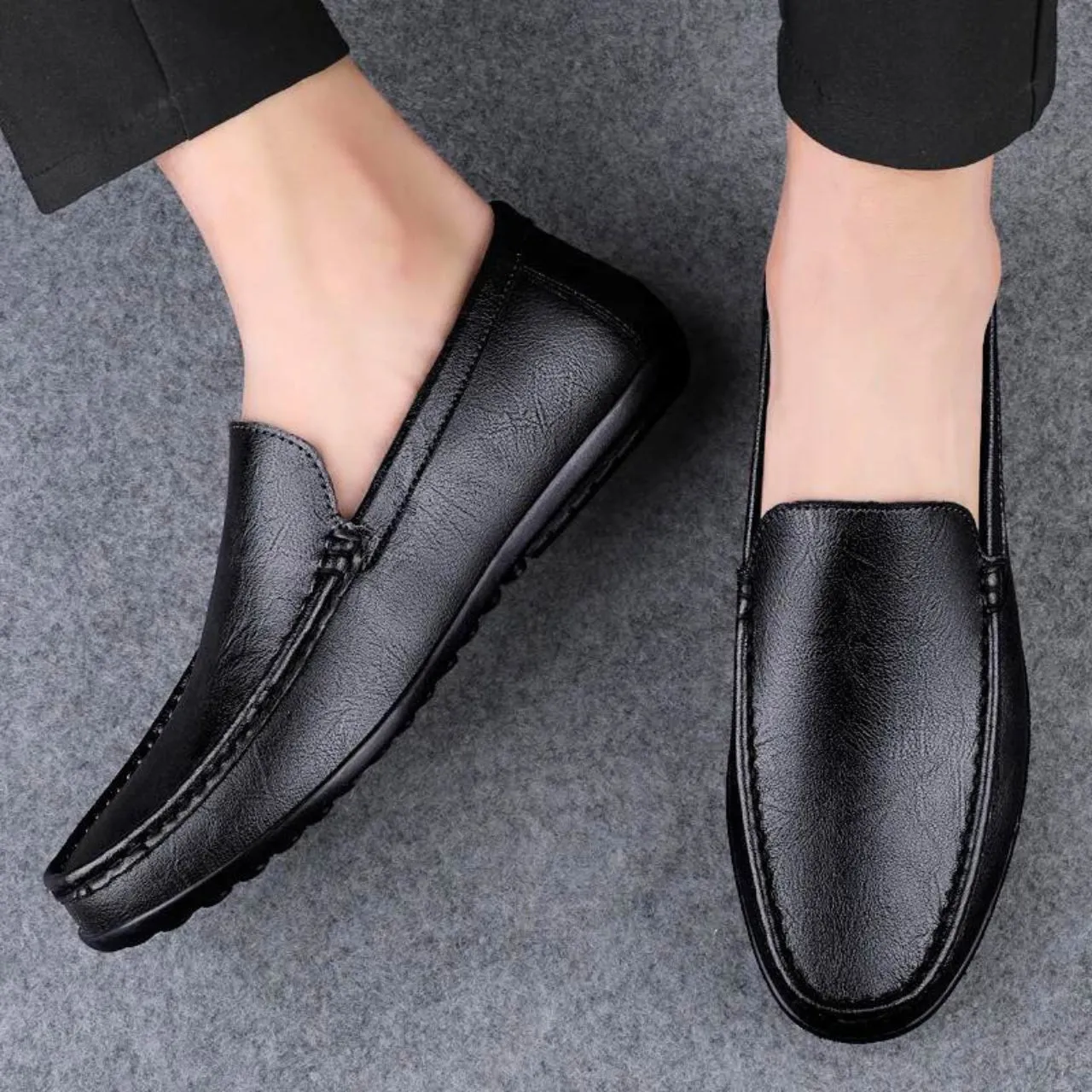 Classic Men's Slip-On Loafers with Smooth Finish