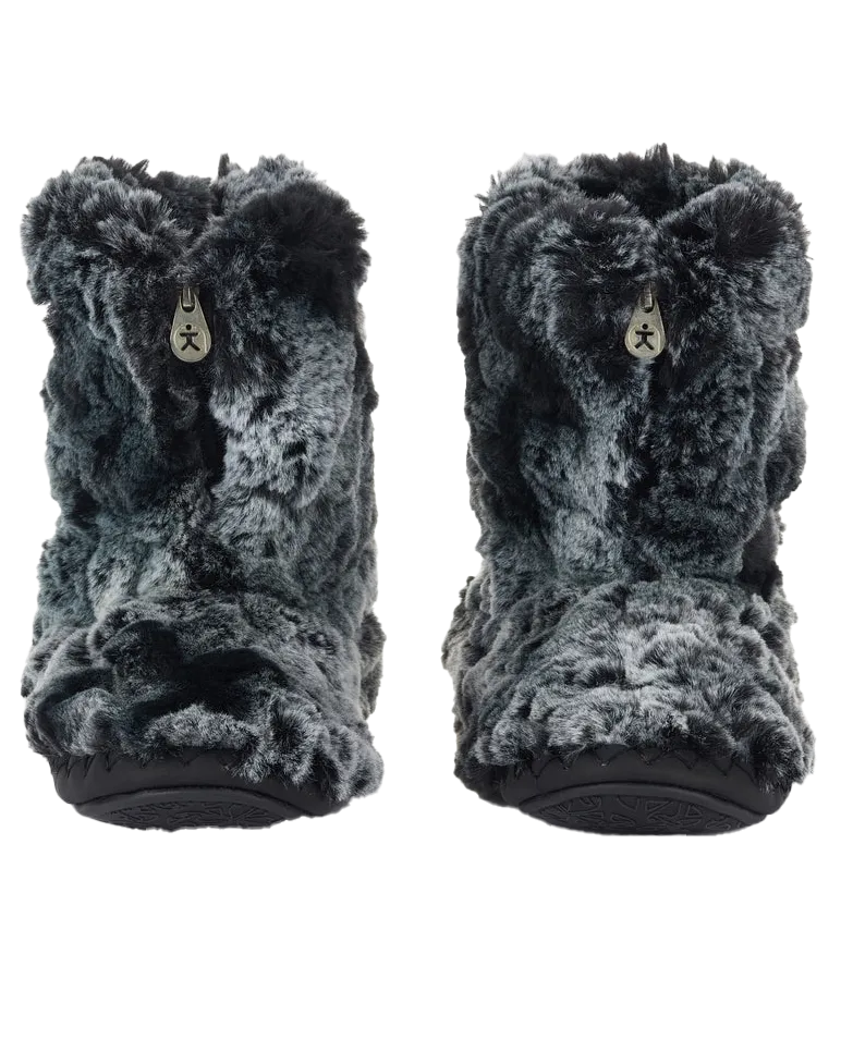 Cole Luxury Faux Fur Slipper Boots in Black Wolf