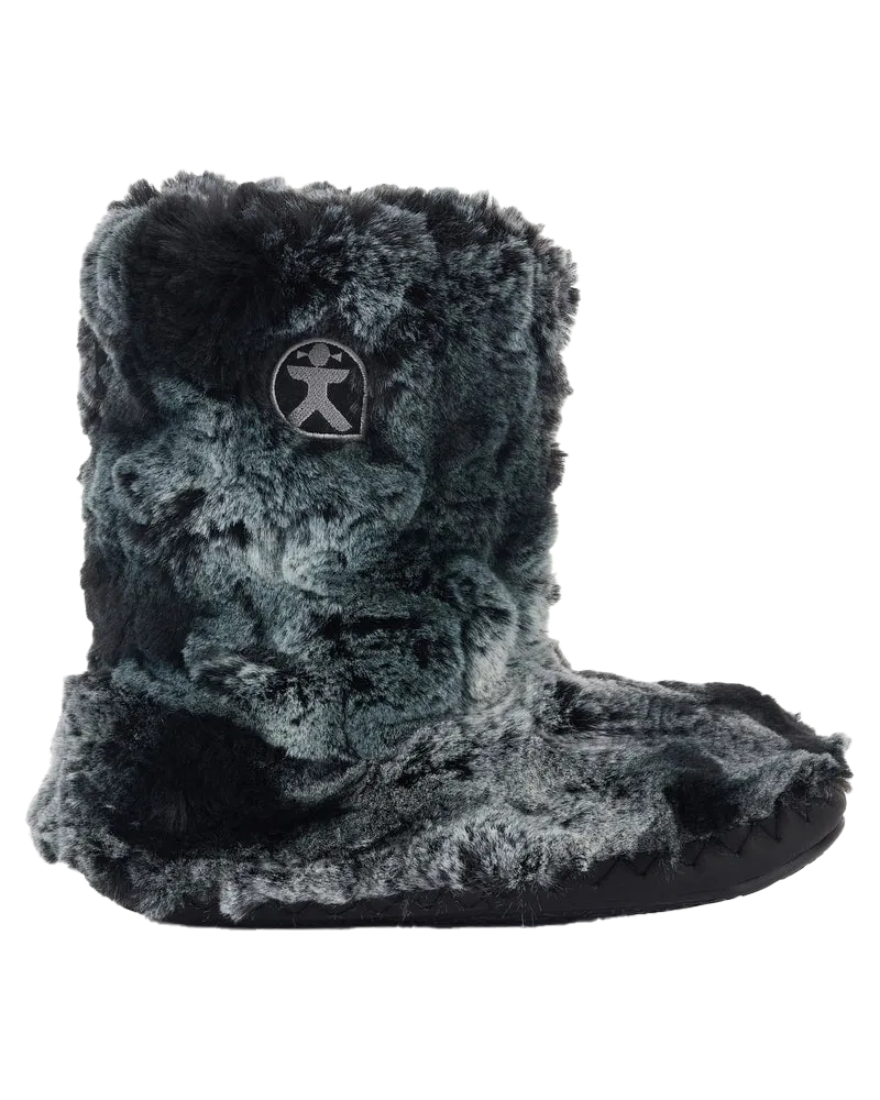 Cole Luxury Faux Fur Slipper Boots in Black Wolf