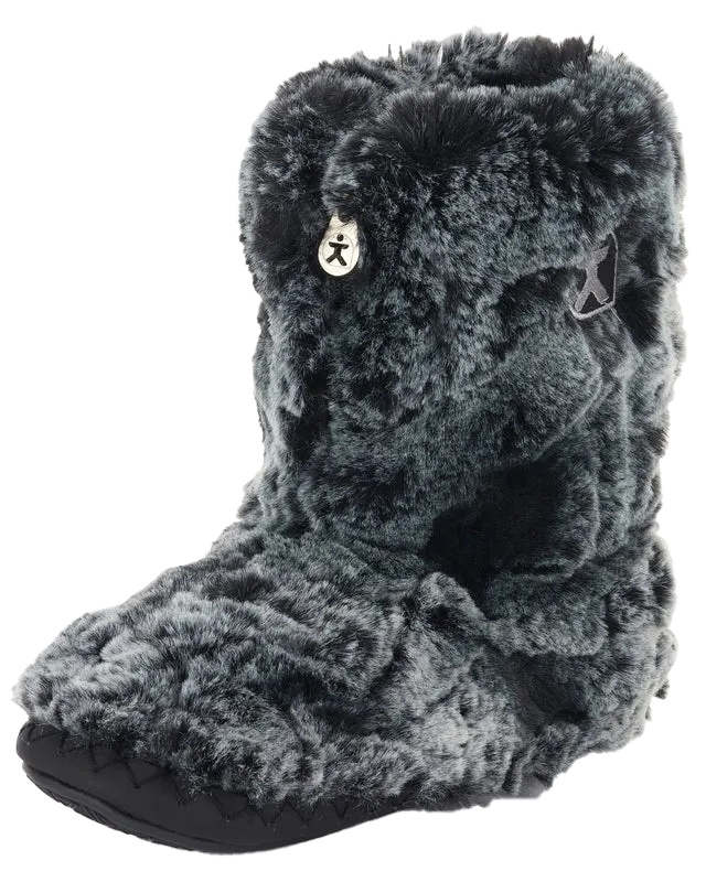 Cole Luxury Faux Fur Slipper Boots in Black Wolf