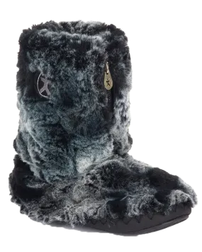 Cole Luxury Faux Fur Slipper Boots in Black Wolf