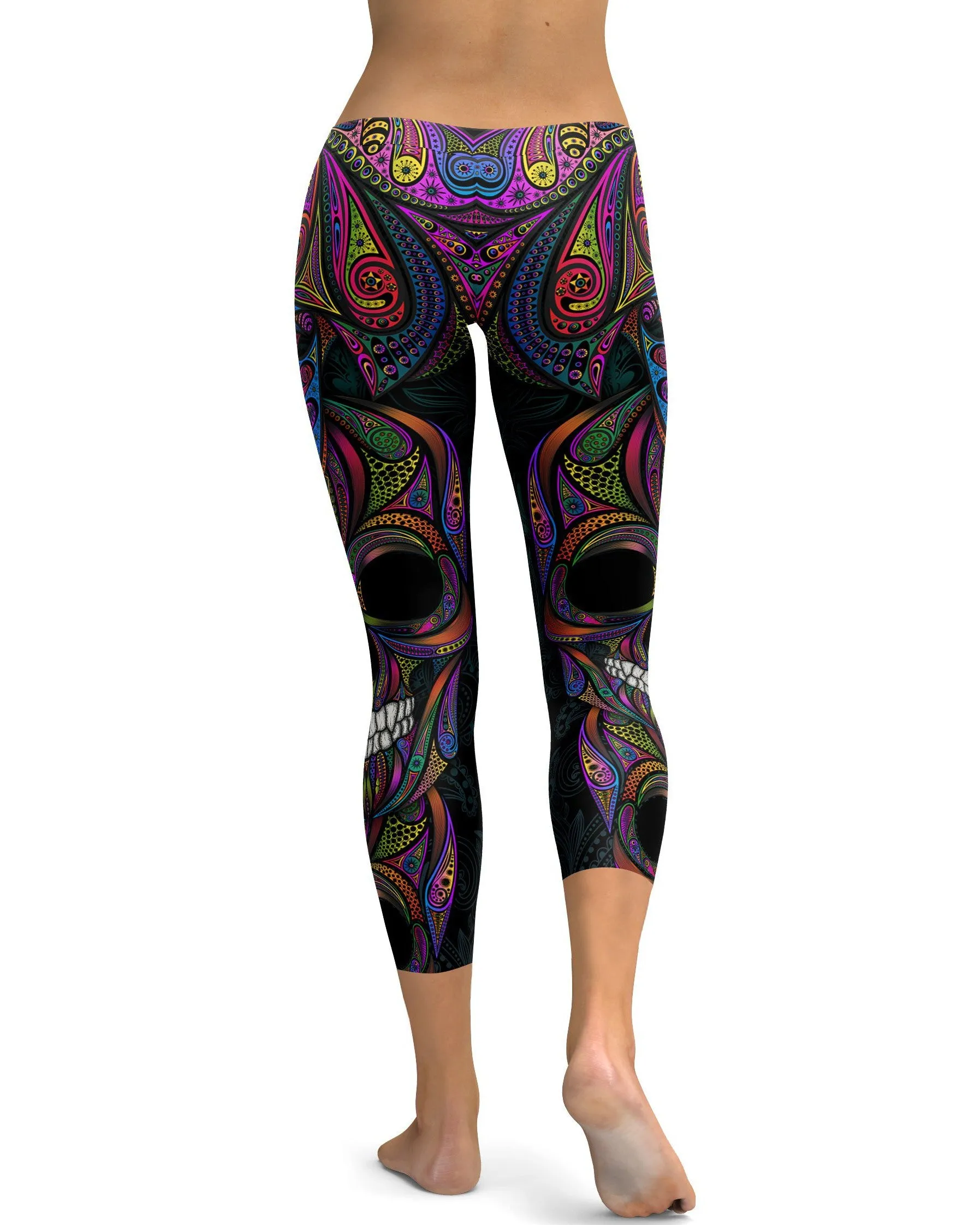 Colorful Ornamental Skull Capris