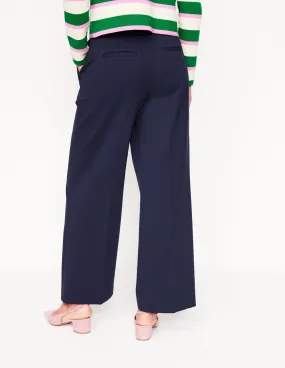 Cropped Ponte Trousers-Navy