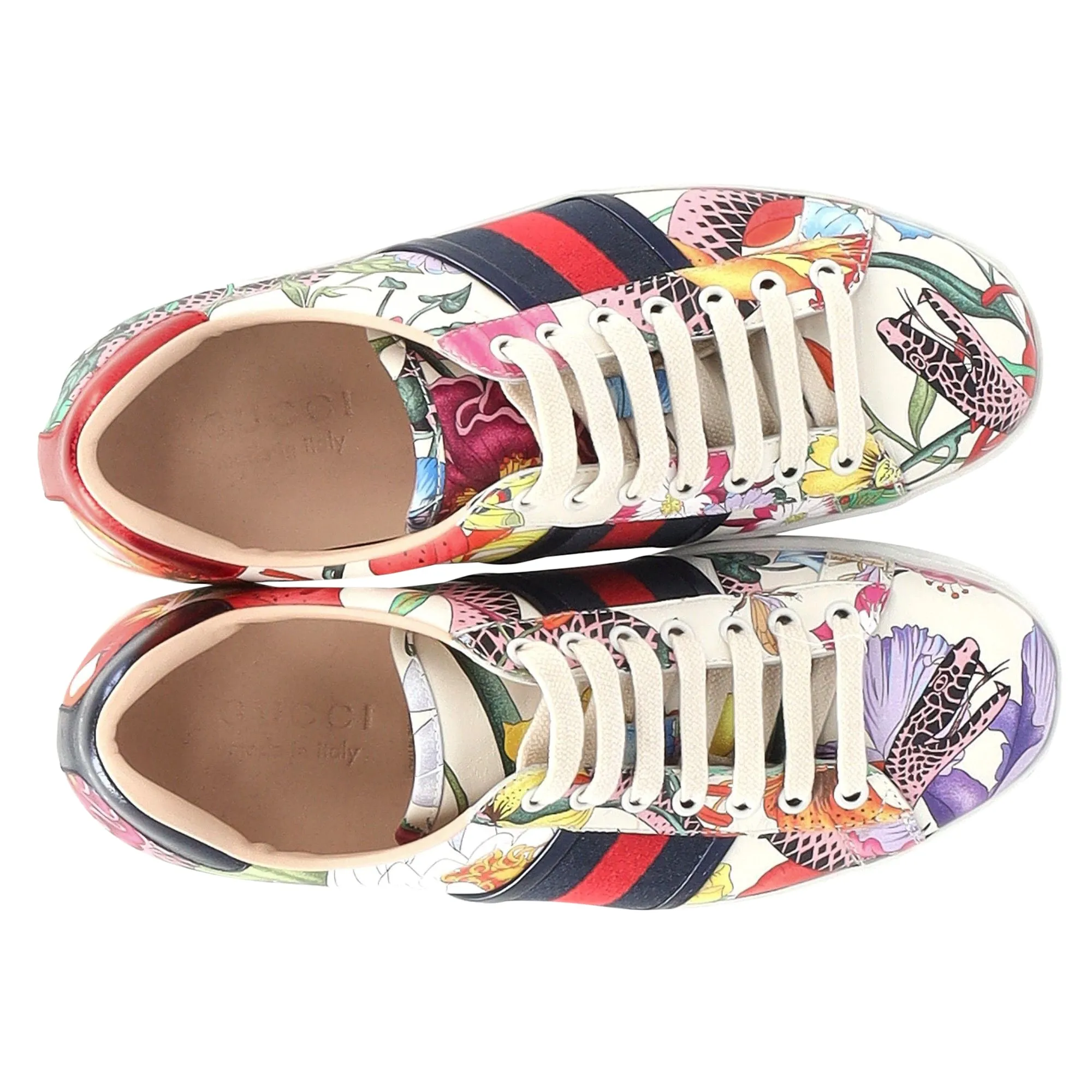 Gucci Floral Snake Ace Sneakers in Multicolor Leather