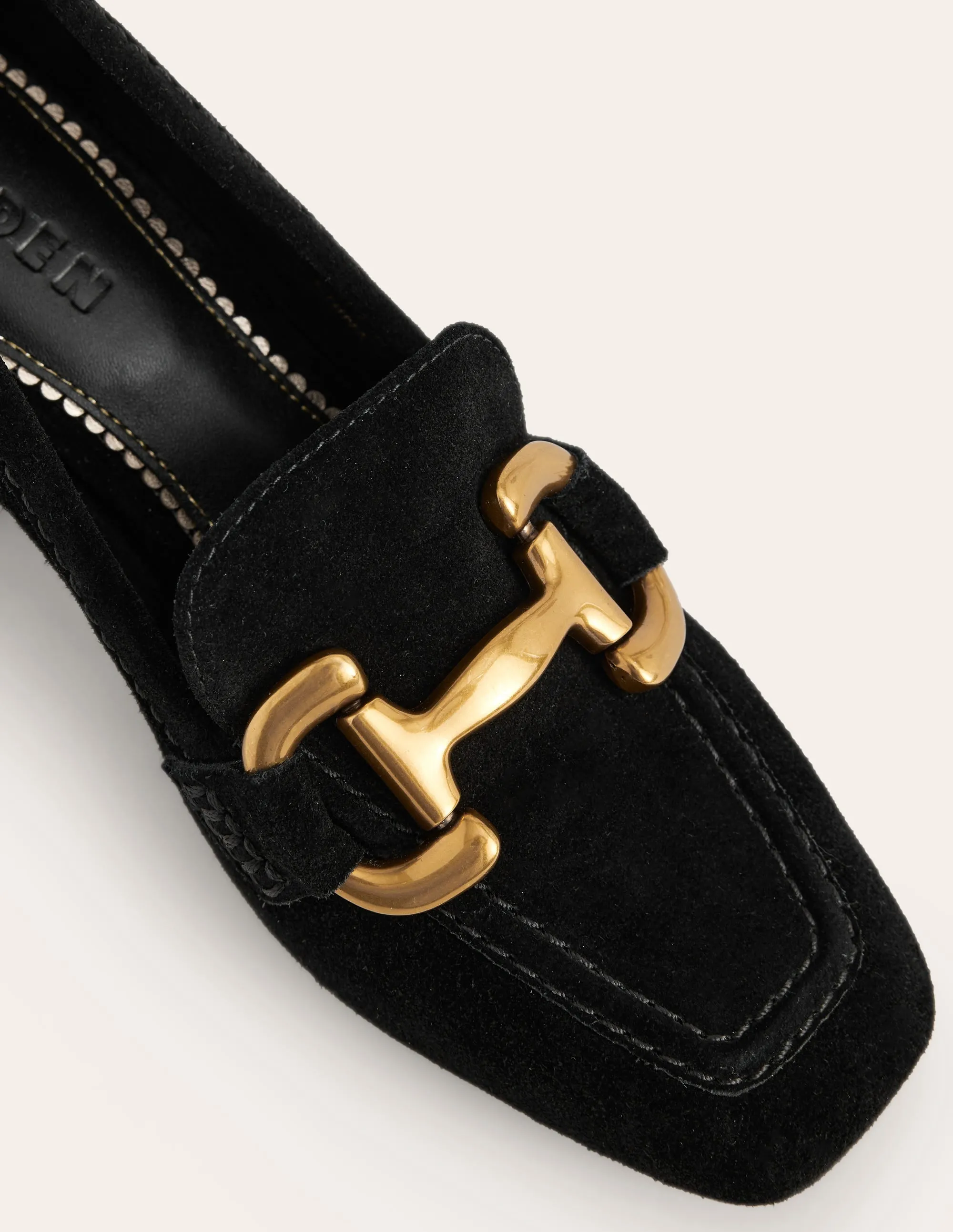 Iris Snaffle Heeled Loafers-Black