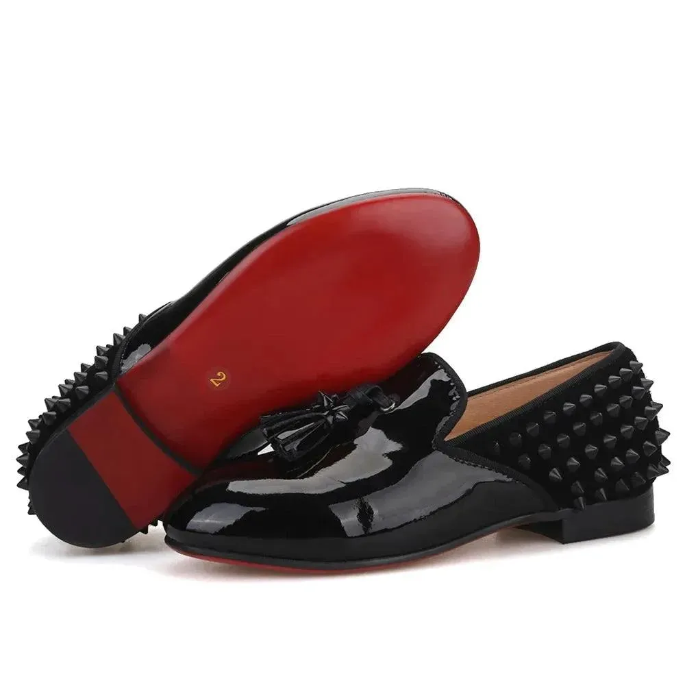 Kids Loafers Timeless Elegance: Handmade Children's Spiked Tassel Loafers