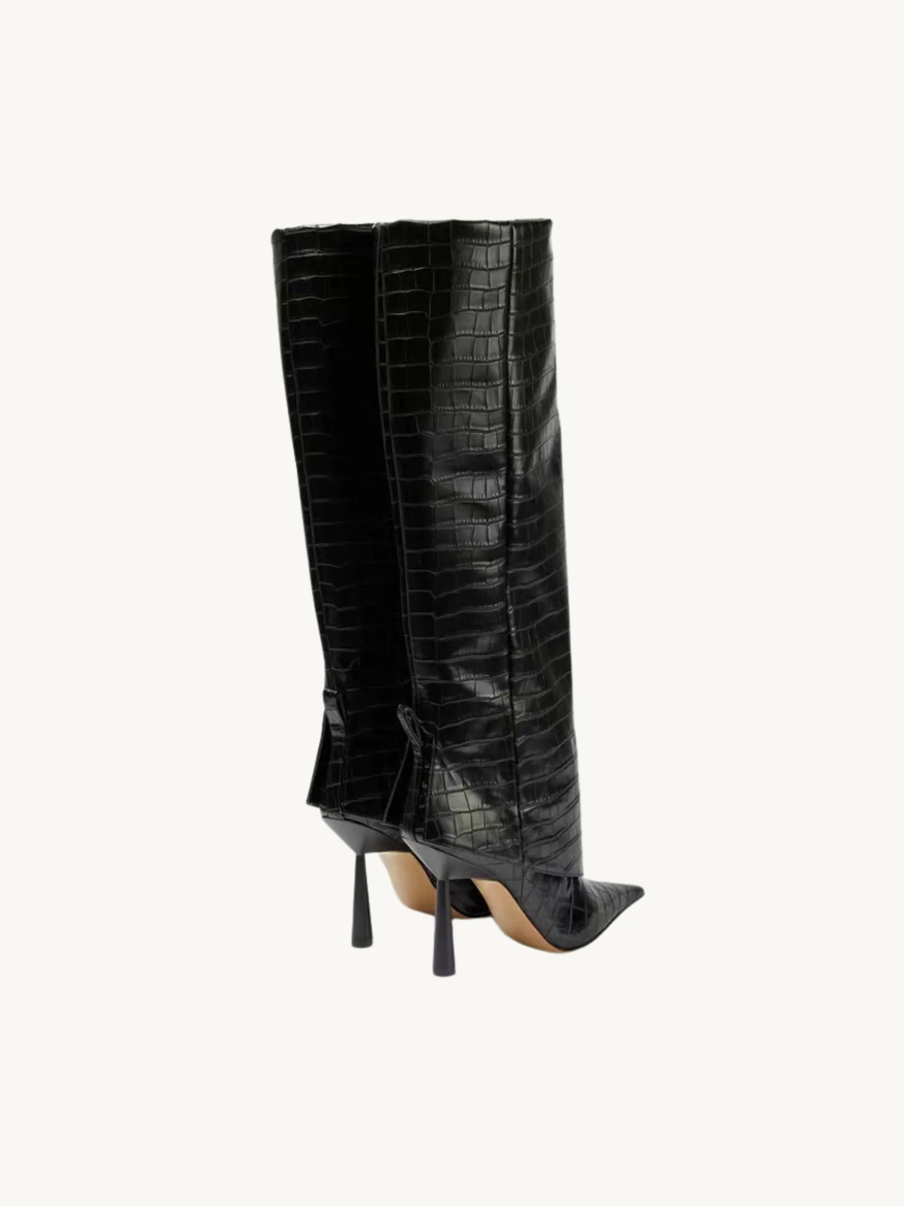 Kiera Croc-Embossed Knee-High Boots