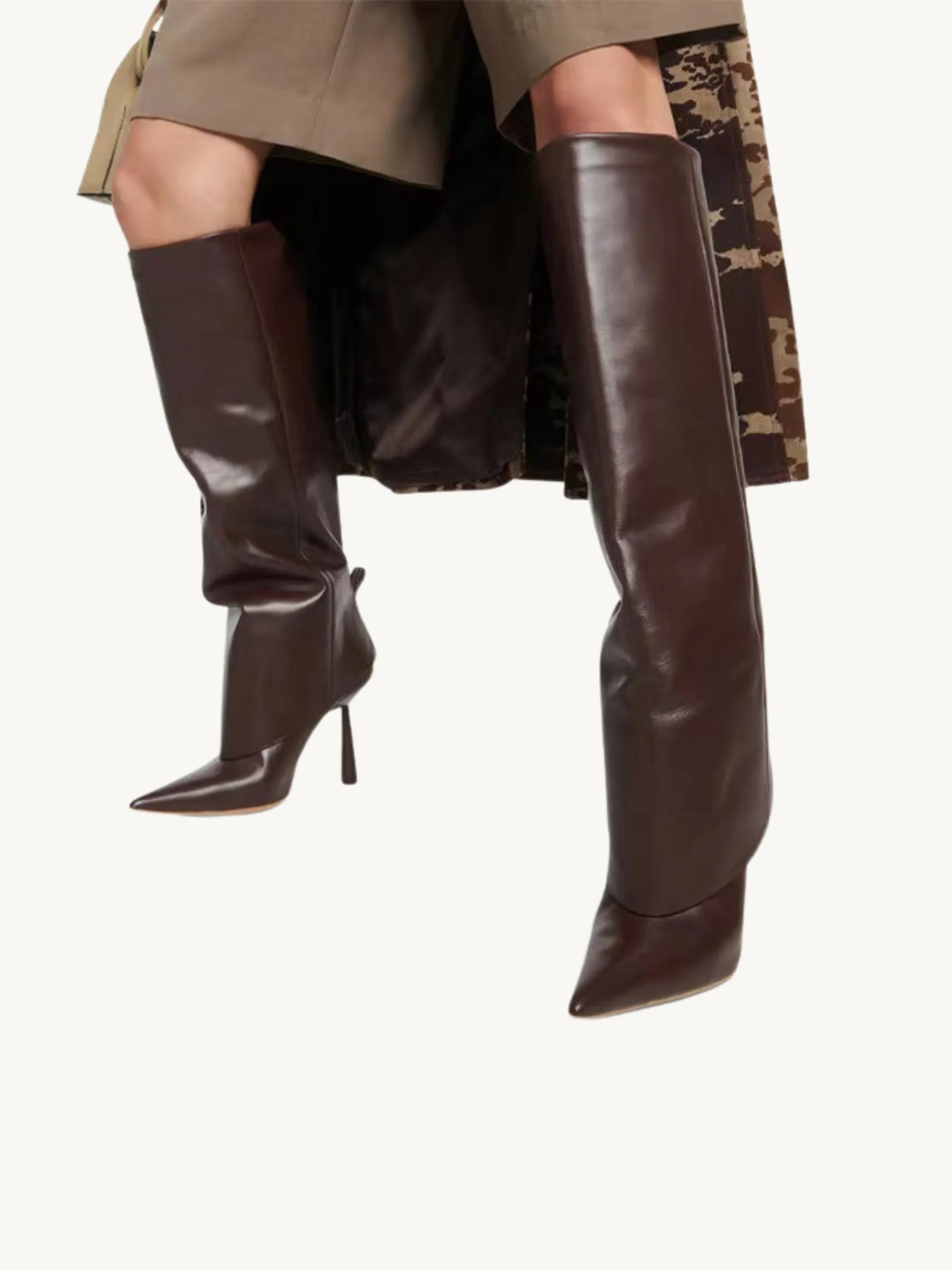 Kiera Croc-Embossed Knee-High Boots