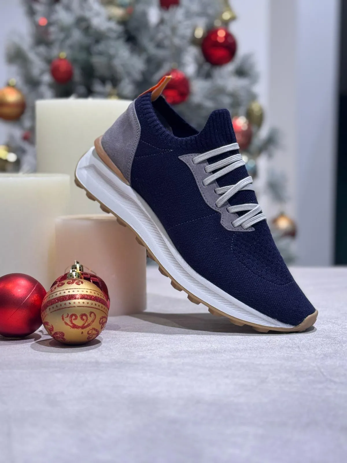 Knitted sneakers 003 - Navy & Light Grey