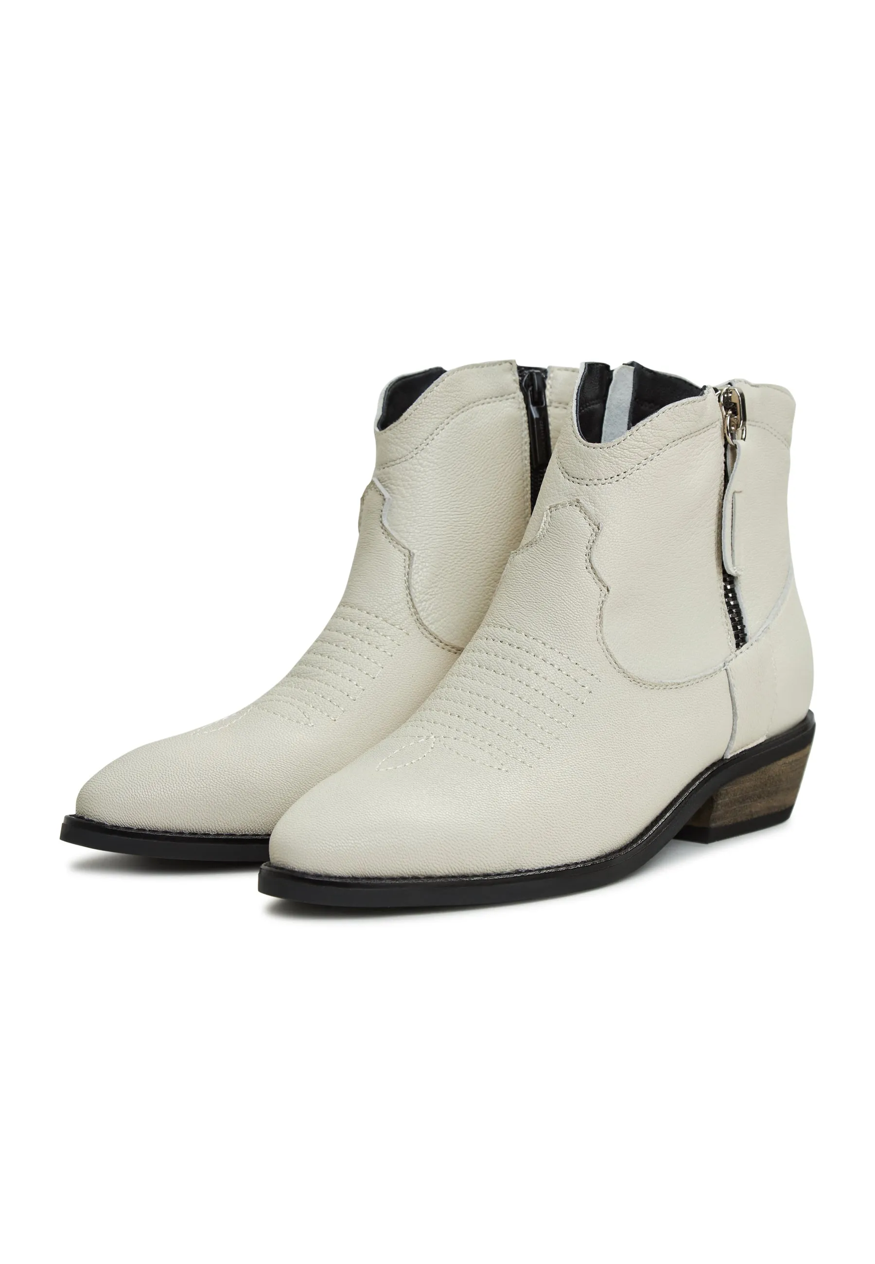 Leather Cowboy Boots Vicky - Ivory