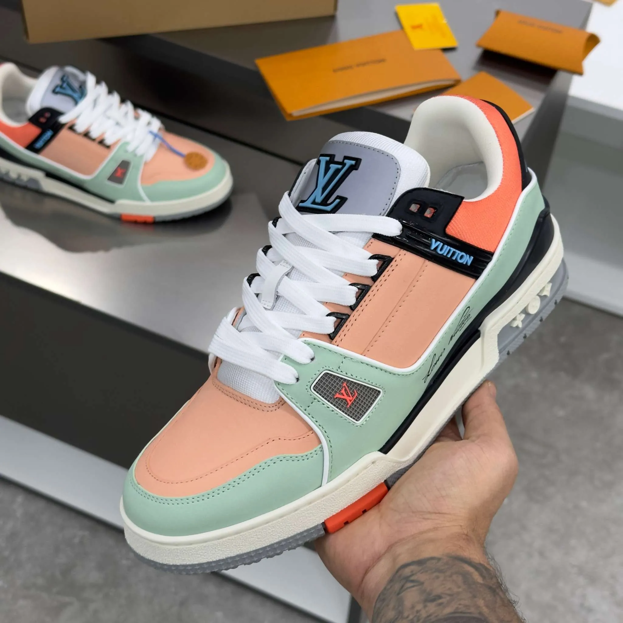 LV Trainer Orange Teal Vintage