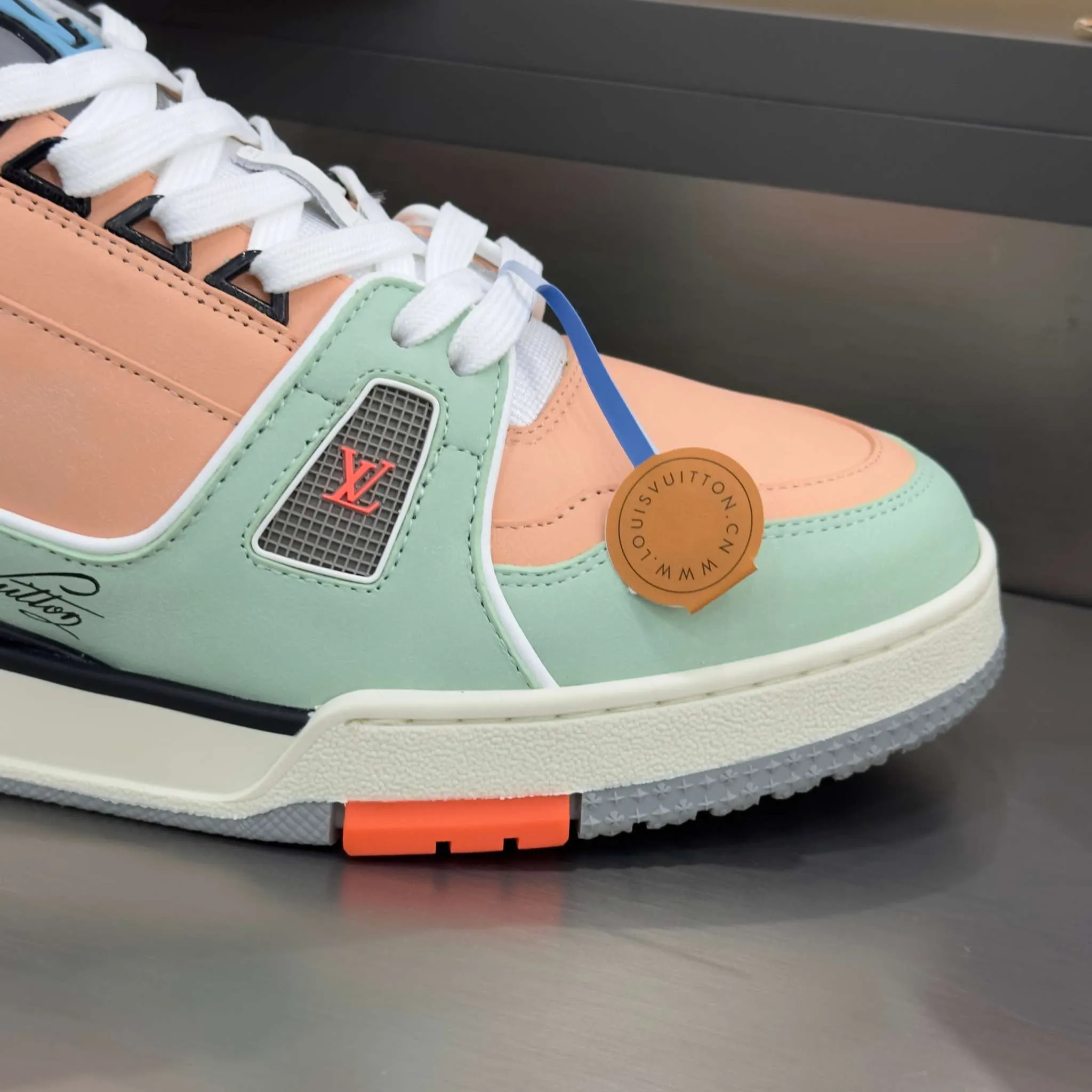 LV Trainer Orange Teal Vintage