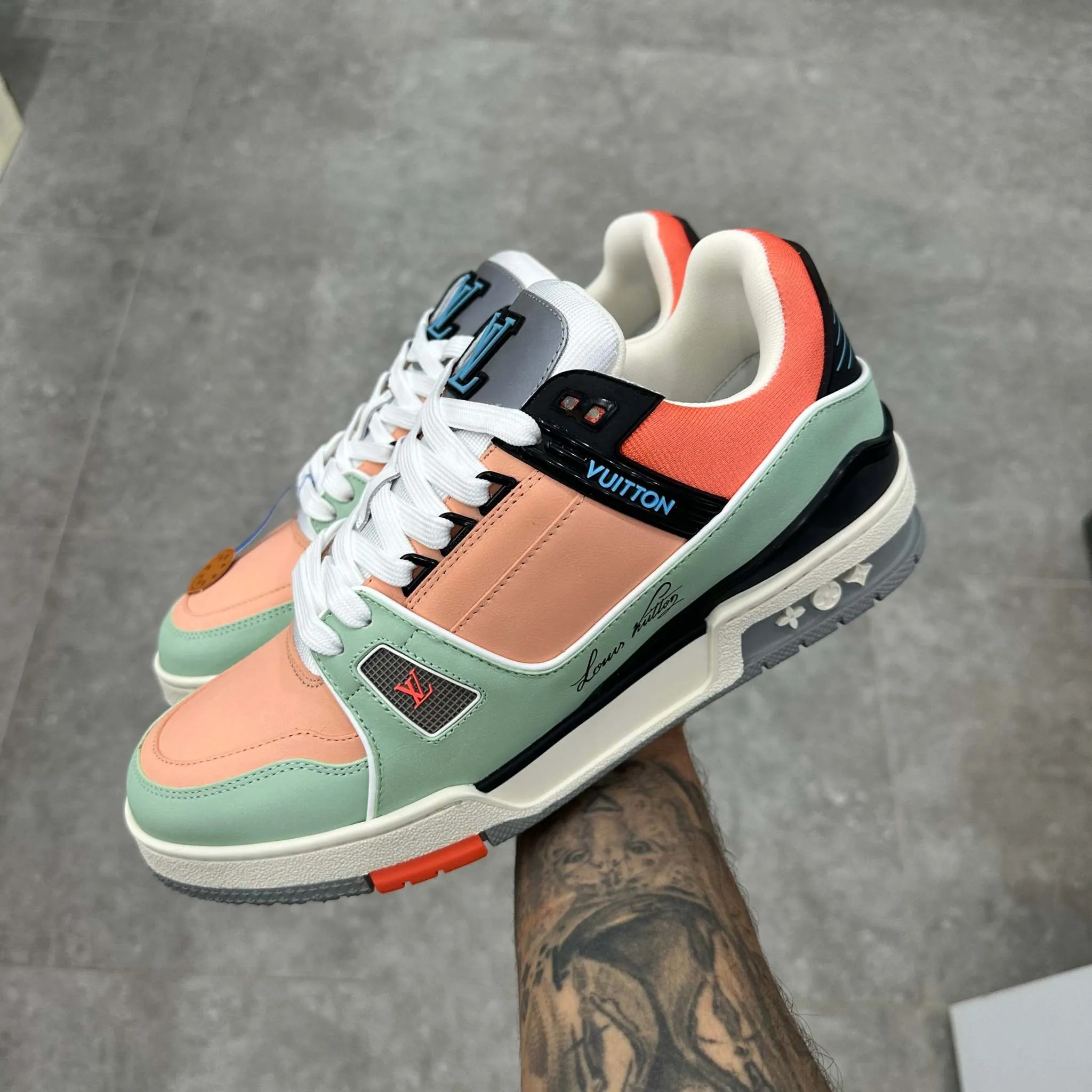 LV Trainer Orange Teal Vintage