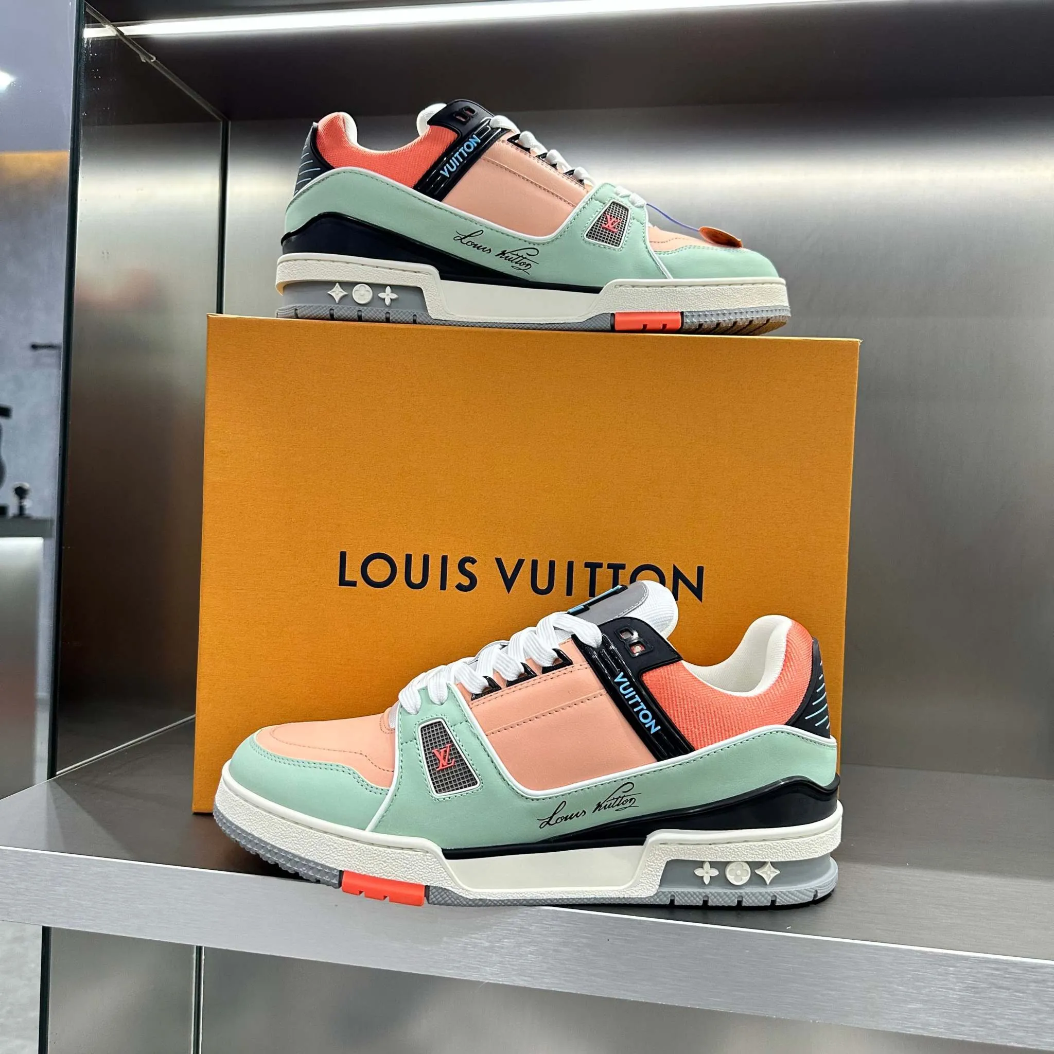 LV Trainer Orange Teal Vintage