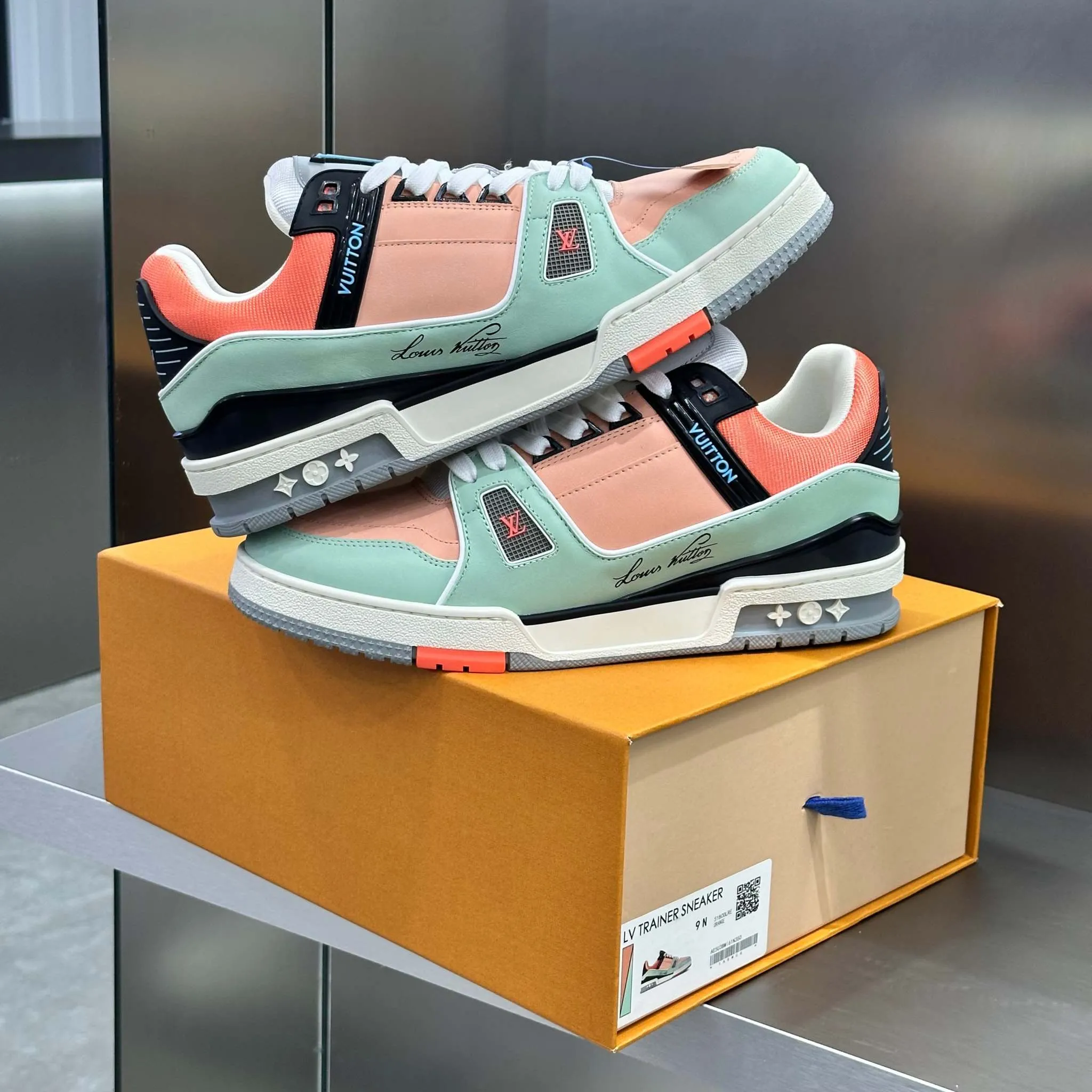 LV Trainer Orange Teal Vintage