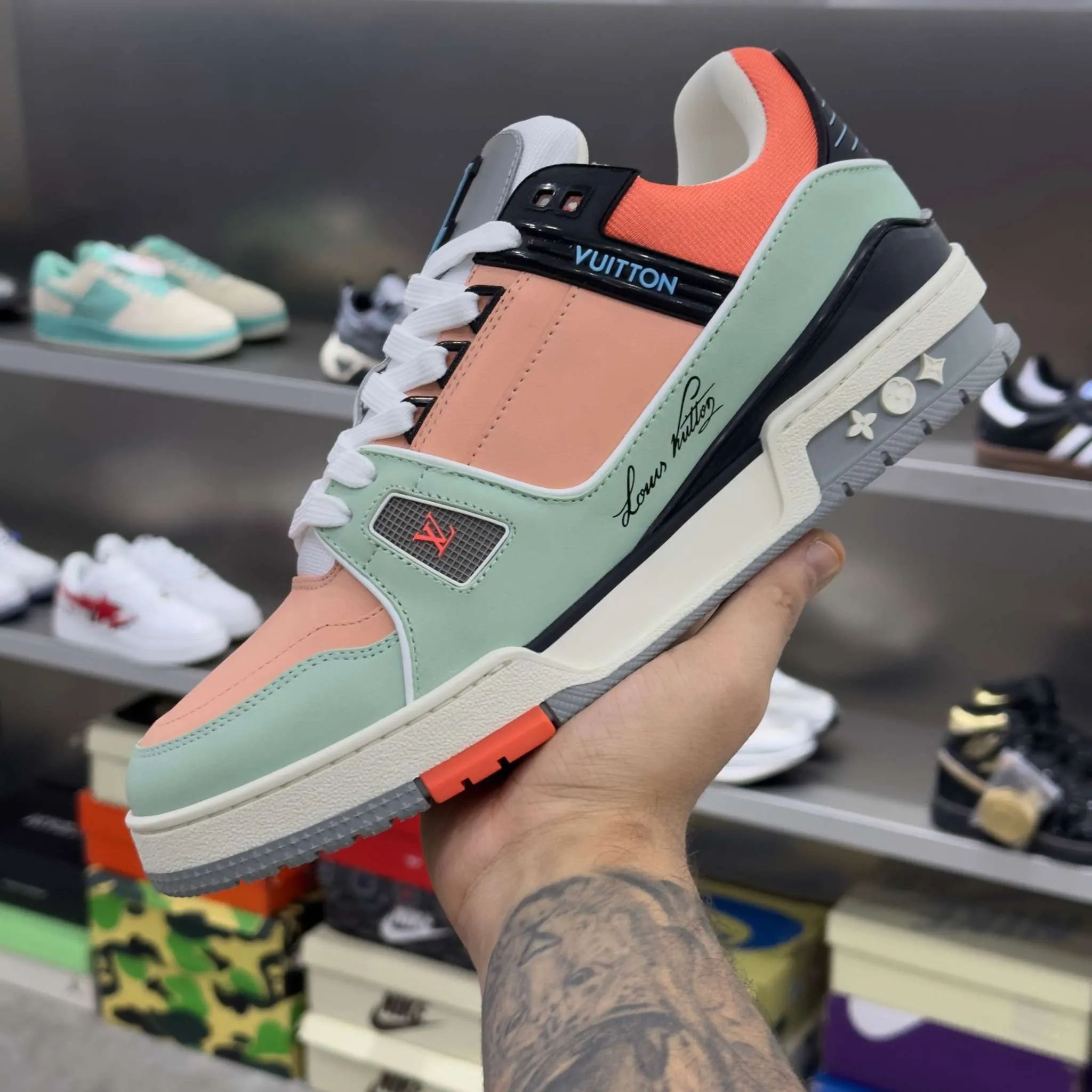 LV Trainer Orange Teal Vintage