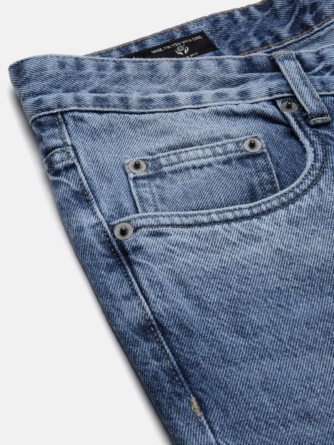 Men Regular Fit Cropped Blue Jeans