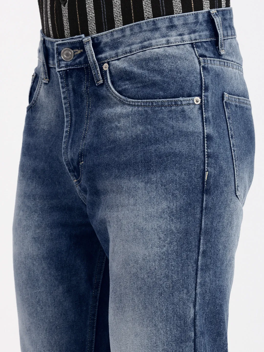 Men Regular Fit Cropped Blue Jeans