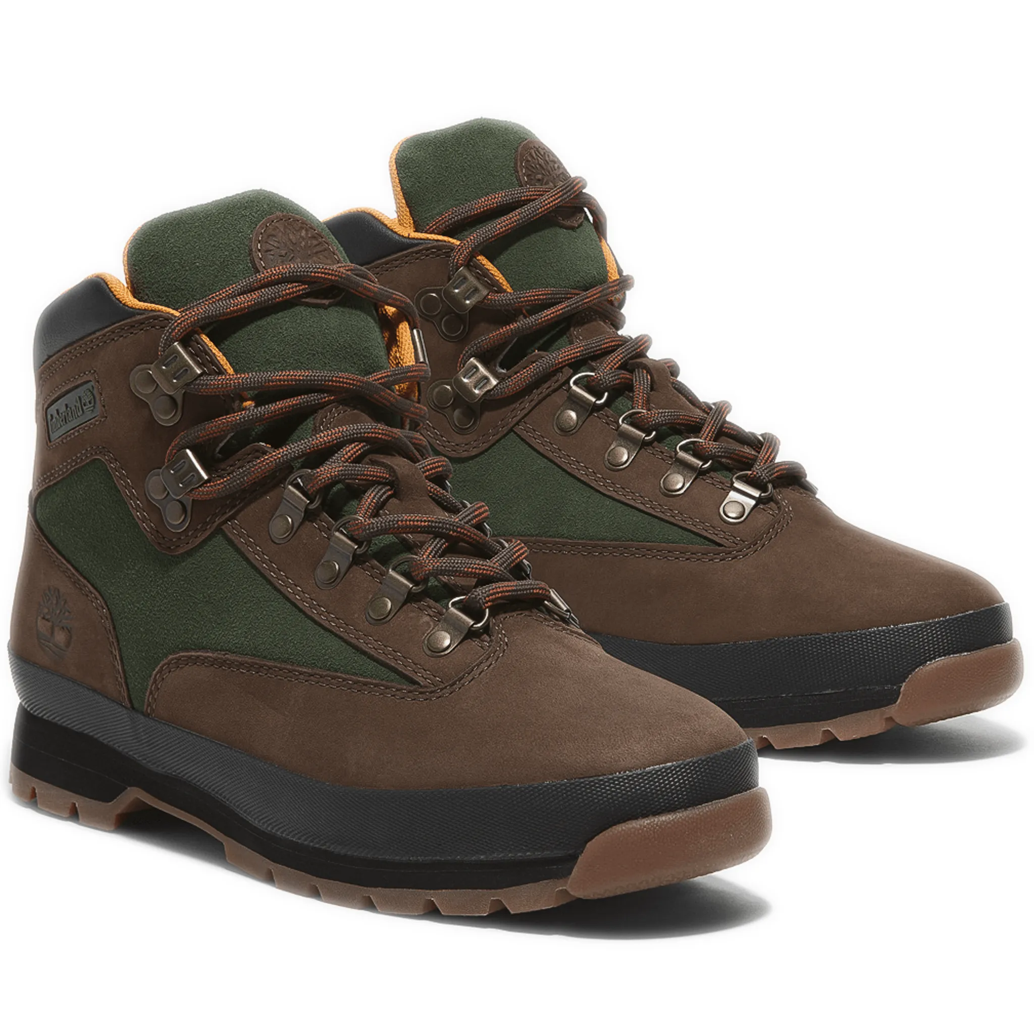 Men's Timberland Euro Hiker Mid Boot - Brown Nubuck/ Green