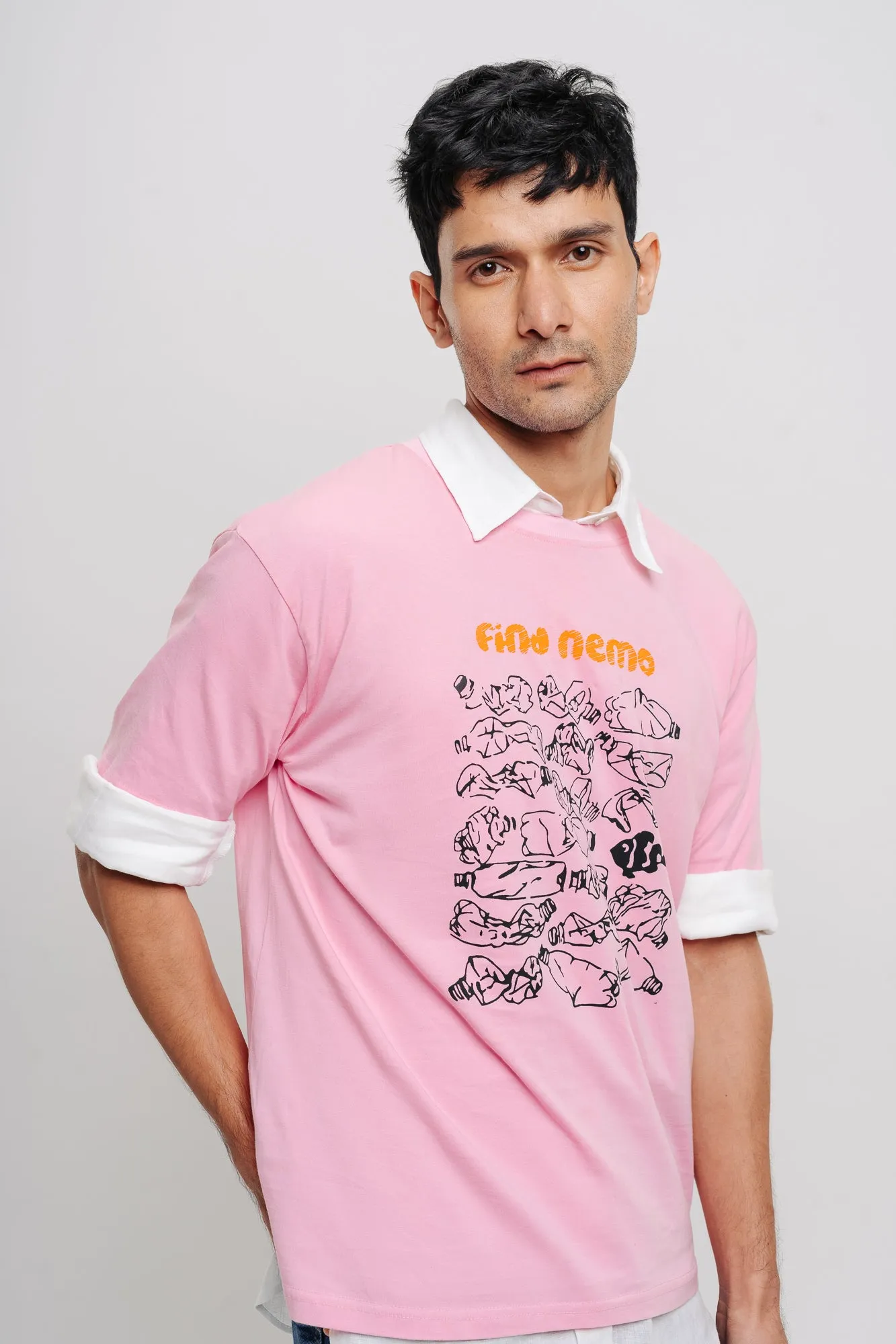 Nemo Pink Men's Oversized Tees