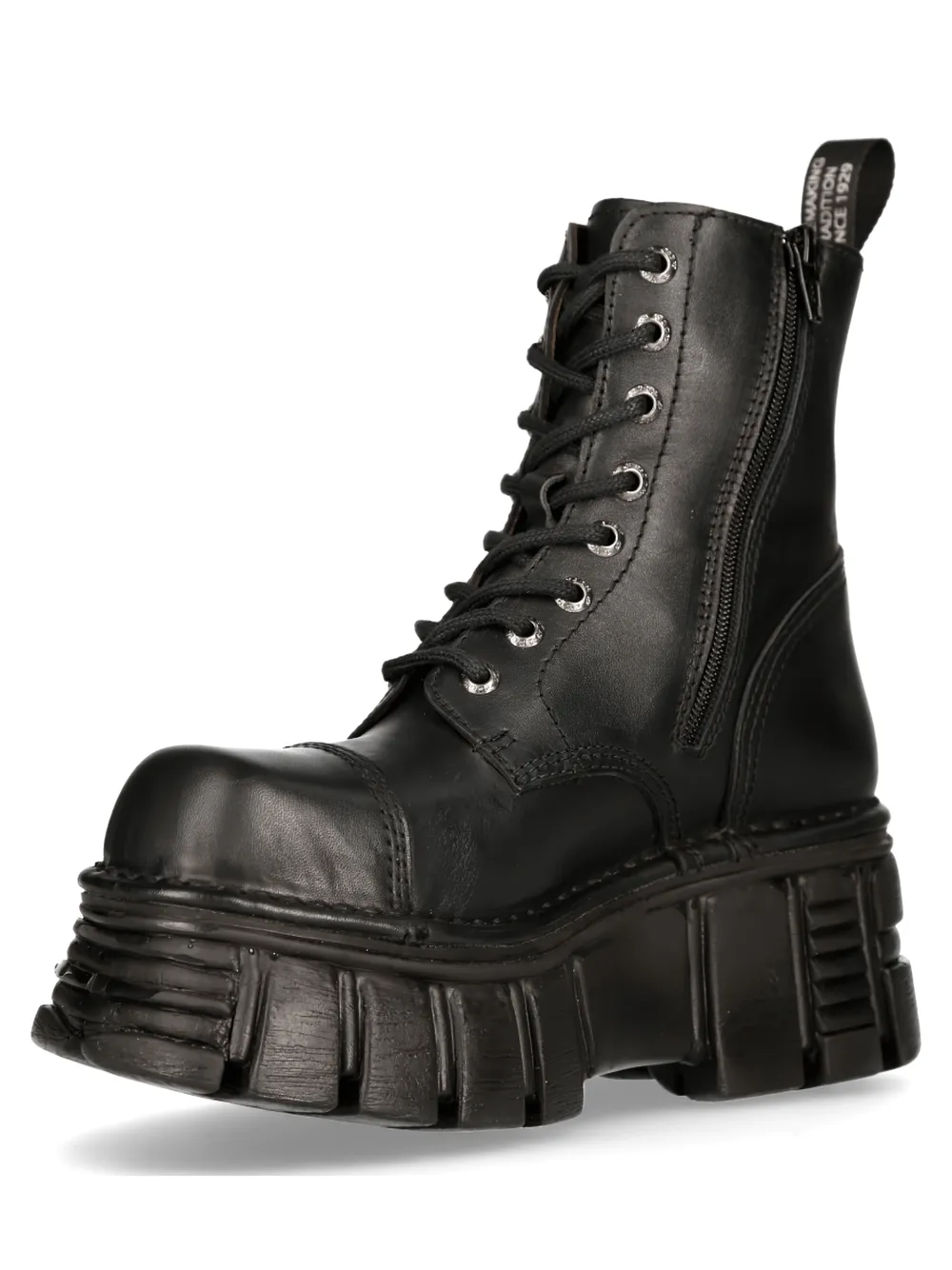 NEW ROCK Durable Black Military Boots with Laces