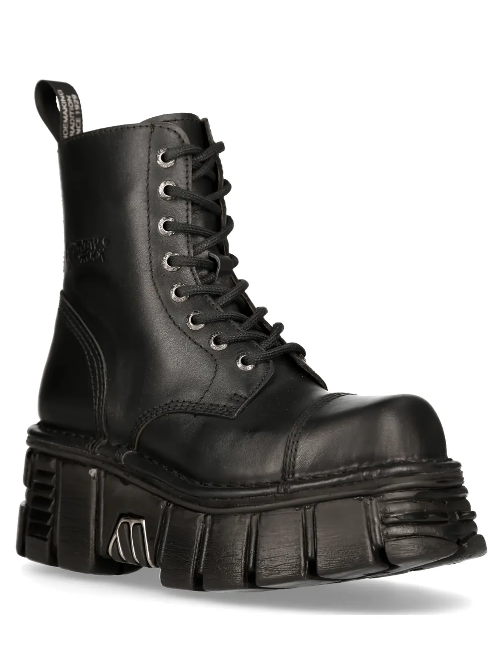 NEW ROCK Durable Black Military Boots with Laces