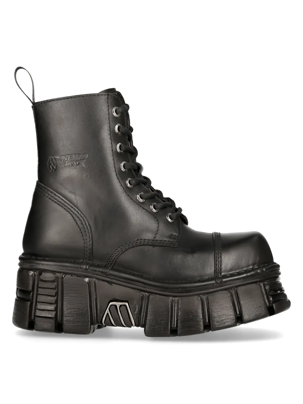 NEW ROCK Durable Black Military Boots with Laces