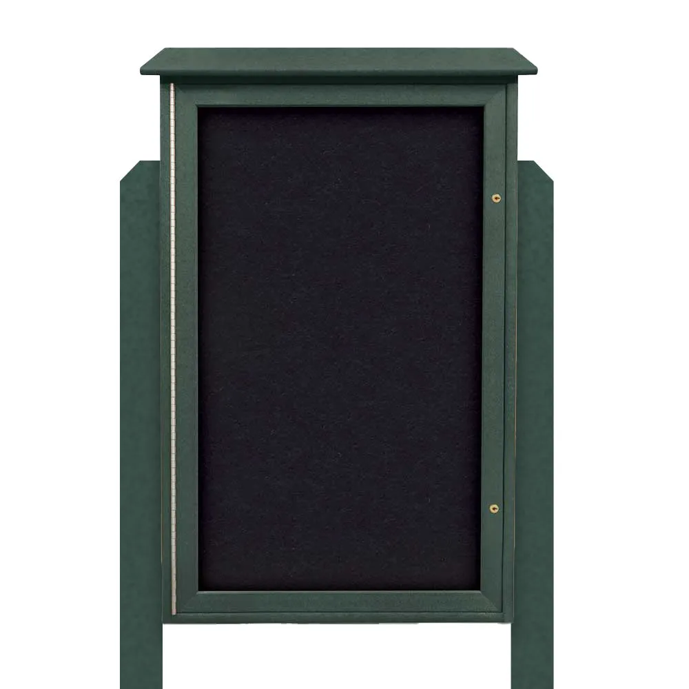 Outdoor Message Center Cork Board 32 x 48 with Posts | Eco-Design, Single Door, LEFT Hinged Info Board