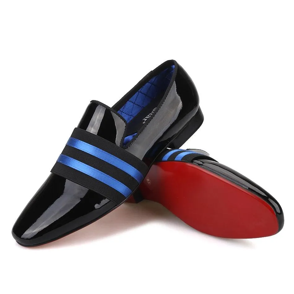 Patent Leather Men Loafers With Ribbon - Men Shoes