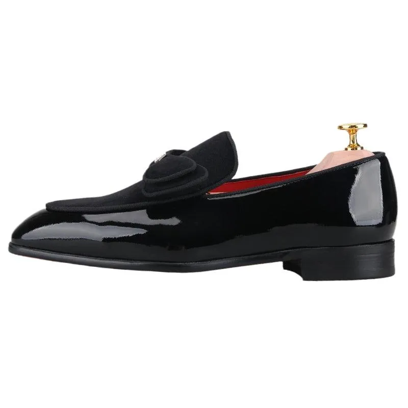 Patent Leather Velvet Men Loafers - Men Shoes