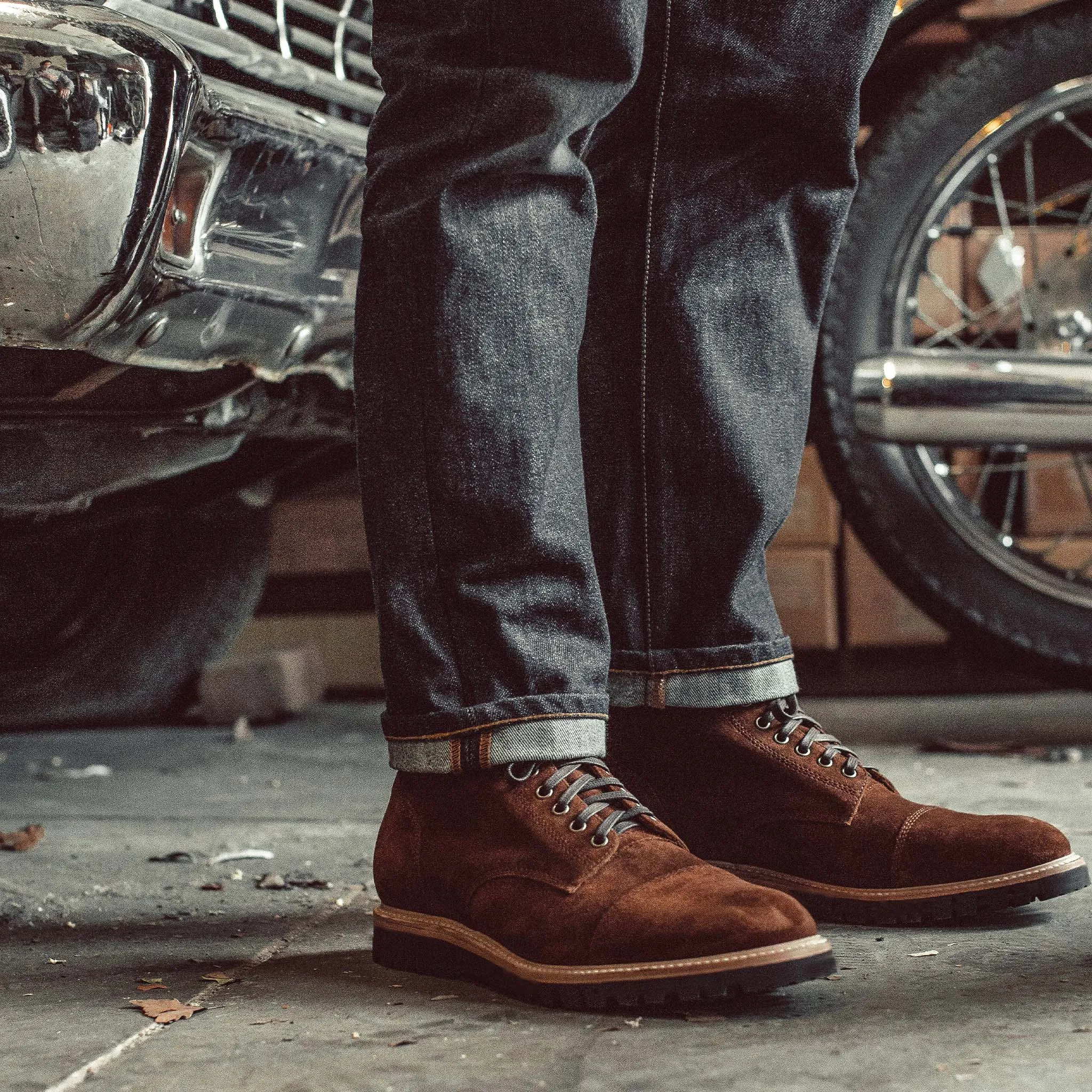 The Moto Boot in Snuff Weatherproof Suede