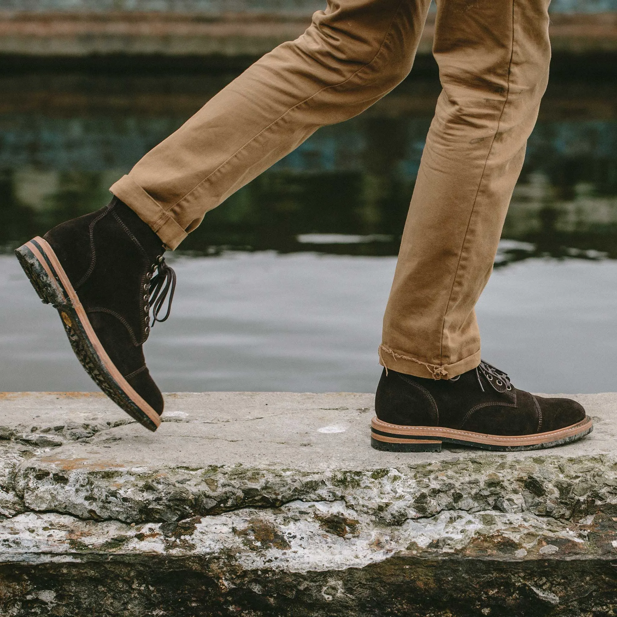 The Moto Boot in Weatherproof Chocolate Suede