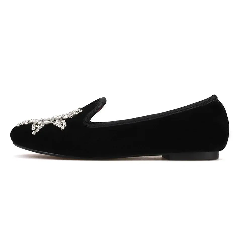 Velvet Rhinestone Women’s Loafers