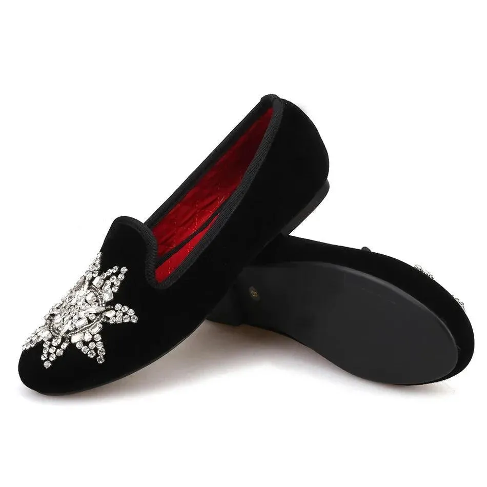 Velvet Rhinestone Women’s Loafers