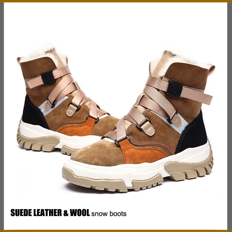 Women's Winter Sneaker Suede Leather Boots